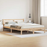Bed Frame Brown 215.5 x 145.5 x 69.5 cm Solid Pine Wood 869766