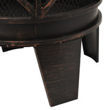 Rustic Fire Pit with Poker 42x54 cm Steel 313637