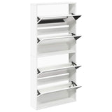 Shoe Cabinet 4-Layer Mirror White 63x17x134 cm 273936