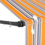 Manual Retractable Awning with LED 350 cm Yellow and Blue 145853