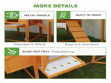 Wooden Chicken Coop with Run, Nesting Box, Slide-out Tray, Ramp, Perches, Asphalt Roof, 179 x 67 x T3398P425404