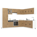 14 Piece Kitchen Cabinet Set "Porto" Artisan Oak Engineered Wood 3315000