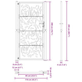 Garden Gate Black 100x200 cm Steel Flame Design 4100993