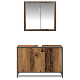 Bathroom Furniture Set with Door 2 pcs Old Wood Engineered Wood 3402357