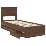 Bed Frame with Drawer Brown Oak 75 x 190 cm Engineer Wood 3410762
