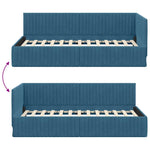 Corner Bed Frame with Headboard Blue 100 x 200 cm Velvet 42016275