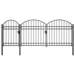 ZNTS Garden Fence Gate with Arched Top Steel 2.25x4 m Black 144369