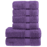 6 Piece Premium Towel Set SOLUND Purple 600 gsm 137562
