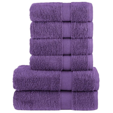 6 Piece Premium Towel Set SOLUND Purple 600 gsm 137562