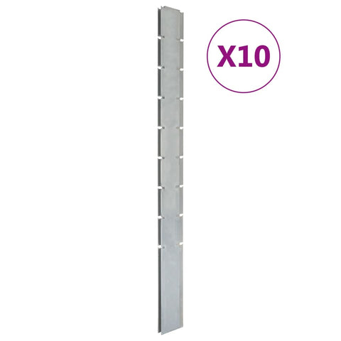 ZNTS Garden Fence Posts 10 pcs Silver 220 cm Galvanised Steel 3196178