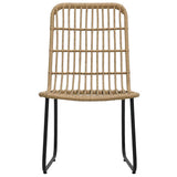 Dining Set Oak and Black Poly Rattan, Powder-Coated Steel, Glass 3060231