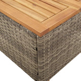 Garden Table Grey 45x45x37 cm Poly Rattan Acacia Wood 366326