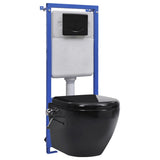 Wall Hung Rimless Toilet with Concealed Cistern Black Ceramic 3200553