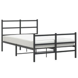 Metal Bed Frame without Mattress with Footboard Black 120x190cm 355380