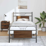 Bed Frame without Mattress Brown Oak 90x190 cm Single Engineered Wood 4106851