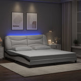 Bed Frame with LED without Mattress "Hvar" White and Black 180x200 cm 3213954