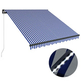 Manual Retractable Awning with LED 350x250 cm Blue and White 3051268