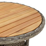 Garden Table 60x75 cm Acacia Wood and Poly Rattan Grey 310603