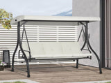 3 Seater Canopy Swing Chair, 2 in 1 Garden Swing Seat Bed, with Adjustable Canopy and Metal Frame, T3398P328429
