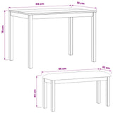 Dining Set 3 pcs Black Solid Oak Wood 3430274
