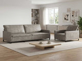 Sofa Set 2 pcs Light Grey Faux Suede Fabric 3433127