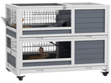 Double Deckers Guinea Pig Cage, Indoor Rabbit Hutch with Feeding Trough, Trays, Ramps, Openable Top T3398P350093