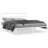 Metal Bed Frame without Mattress with Headboard White 193x203cm 377172