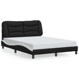 Bed Frame with LED without Mattress "Hvar" Black and White 140x190 cm 3213932