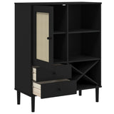 Highboard SENJA Rattan Look Black 90x40x112cm Solid Wood Pine 358054