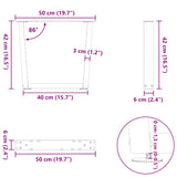 ZNTS Dining Table Legs V-Shape 2 pcs Black 50x cm Steel 4012628