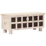 247670 Storage Box White 110x40x45 cm Solid Acacia Wood