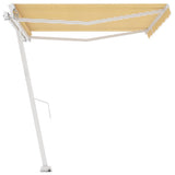 Freestanding Manual Retractable Awning 400x350 cm Yellow/White 3069618
