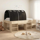Bed Frame with Tunnel with Shelf 3 pcs Sonoma Oak and Black 3423640