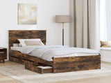 Bed Frame with Drawer Smoked Oak 90 x 200 cm Engineer Wood 3410746
