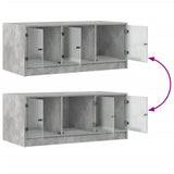 Coffee Table with Glass Doors Concrete Grey 102x50x42 cm 836416