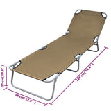 Sunlounger Taupe Powder-Coated Steel 189 x 58 x 27 cm Foldable 44294