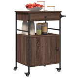 Kitchen Trolley Brown Oak 56x43x89.5 cm Engineered Wood 842395