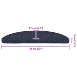 Stair Mats Self-adhesive 30 pcs 56x17x3 cm Blue Half Round 3365684