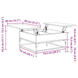 Coffee Table Grey Sonoma 80x80x45 cm Engineered Wood and Metal 845404