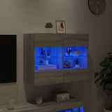 TV Wall Cabinet with LED Lights Grey Sonoma 78.5x30x60.5 cm 837104
