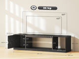 TV Stand Cabinet, Marble Effect TV Unit for up to 55" TVs with Glass Shelf and Storage Cabinet, T3398P377867