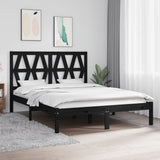 3103982 Bed Frame without Mattress Black Solid Wood 140x190 cm