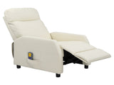 PU With 6-Point Massage Heating Function Recliner Cream White 67428533