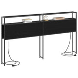 Storage Headboard with Shelf Black oak 200 cm Engineered wood 859770