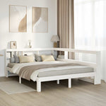 ZNTS Bookcase Bed without Mattress White 150x200 cm King Size Solid Wood Pine 3324380