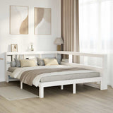 Bookcase Bed without Mattress White 150x200 cm King Size Solid Wood Pine 3324380