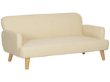 Velvet Feel Fabric 2 Seater Sofa, Small Sofa Loveseat with 21cm Thick Padding and Wood Legs, Cream T3398P344824