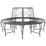 Tree Bench 8-Seater 160 x 89 cm Steel Silver Grey Round 42029521