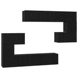 TV Cabinet Set Wall-mounted 8 pcs Black Oak Engineered Wood 3393217