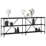 Console Table Black Oak 200 x 30 x 75 cm Engineered Wood 863447